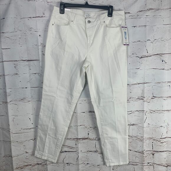 Jessica Simpson White Crop Skinny Jeans Size 14 Rolled Hem Summer Stretch Fit - Picture 1 of 13
